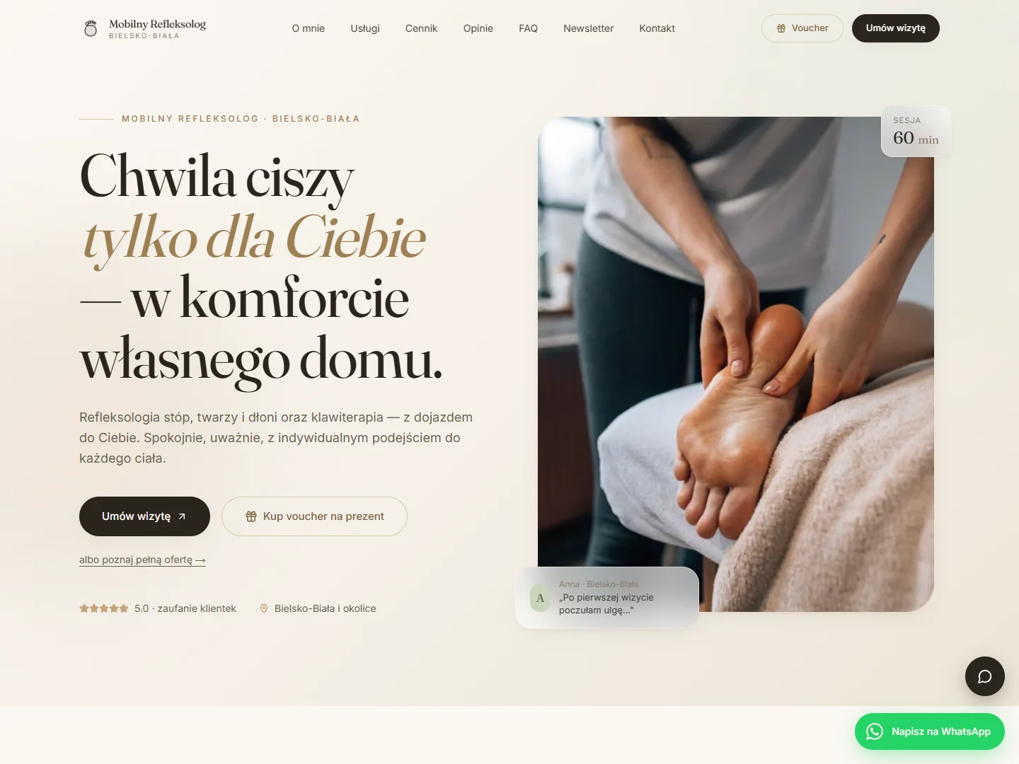 Podgląd strony: Mobilny Refleksolog